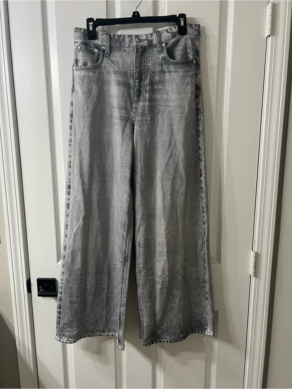 rag & bone Miramar Terry Sofie Sweat Pant Grey Wide-Leg Distressed Jeans